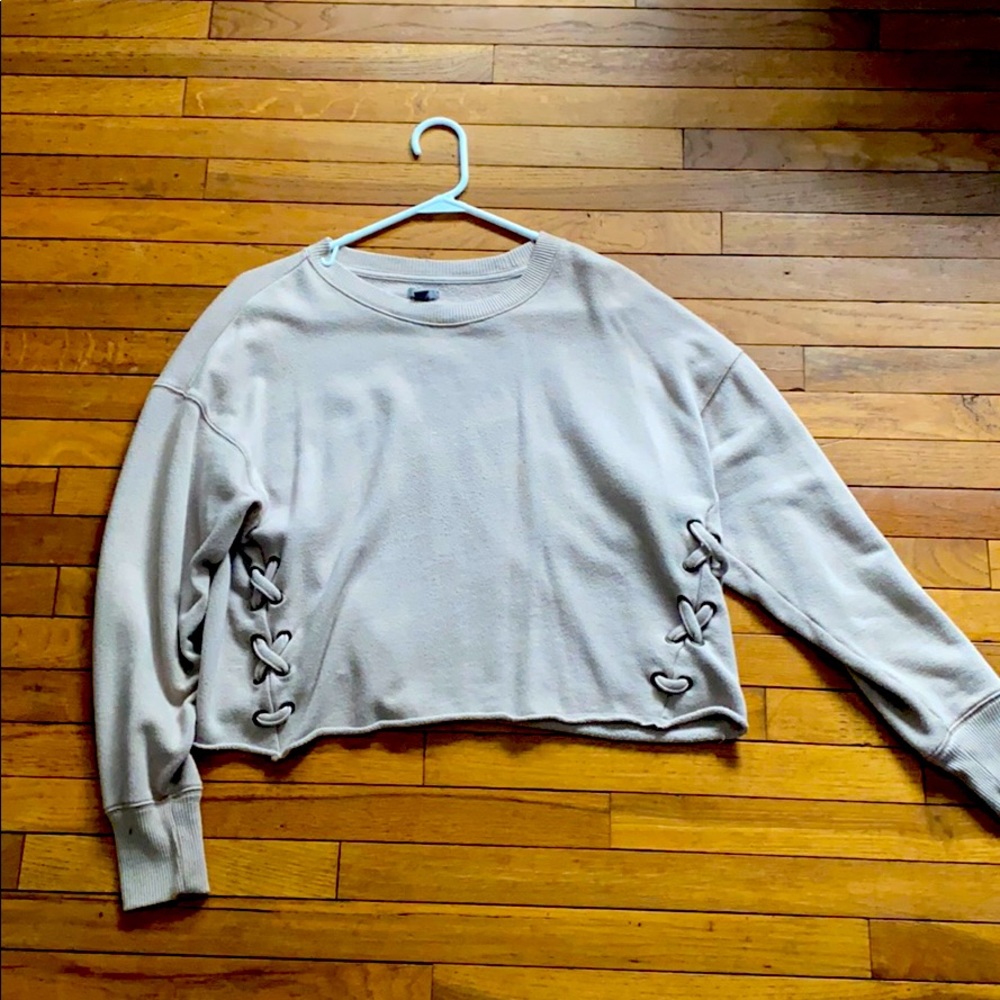 Aerie Cropped Crew Neck in Tan